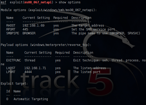 Configuring the exploit