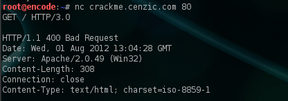 malformed request to the web server