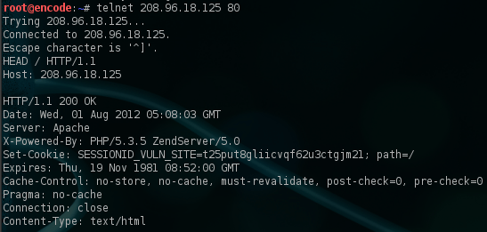 HTTP Response Header - Telnet