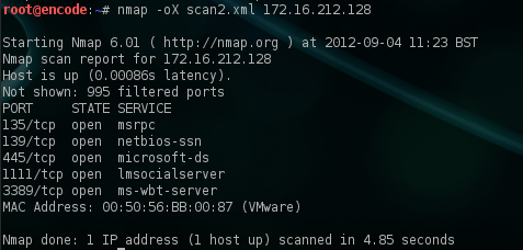 Nmap - XML file