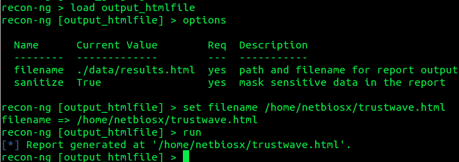 Save the results in HTML file
