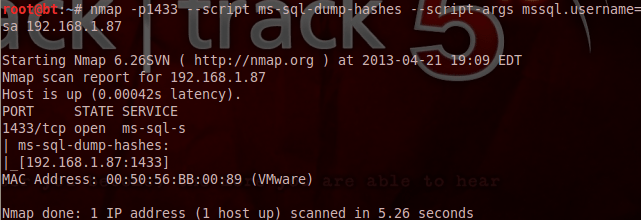 Dump MS-SQL hashes - Nmap