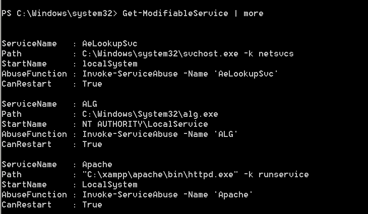 PowerSploit - List Modifiable Services