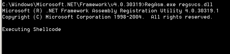 RegAsm - Executing ShellCode
