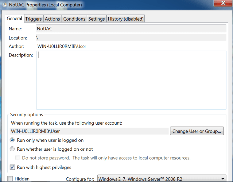 Task Scheduler - Highest Privilege Option