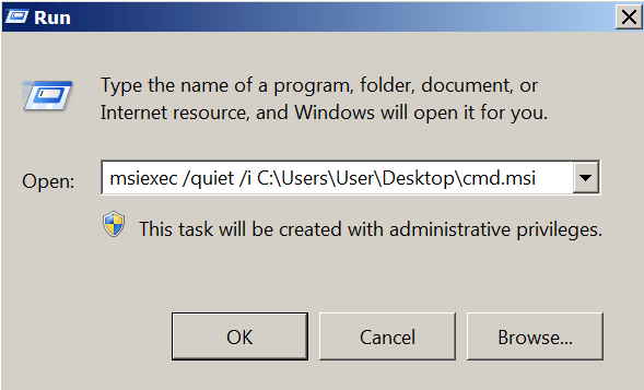 MSIEXEC via Run