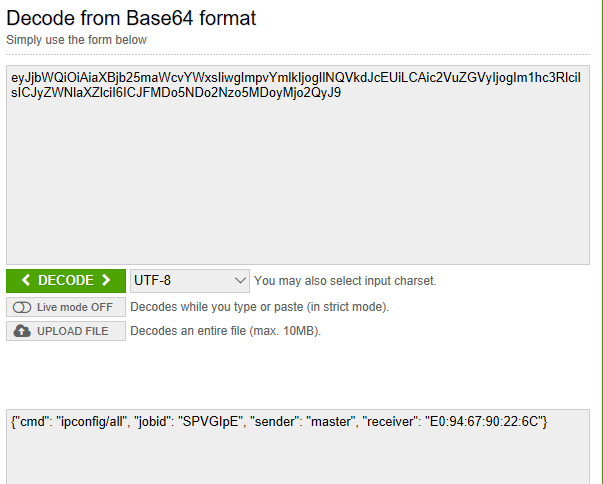 Twittor - Decoding Base64 Commands