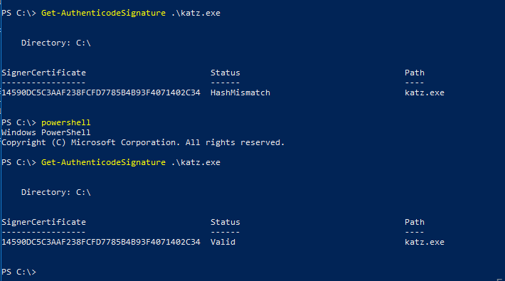 Authenticode Signature - Hash Validation