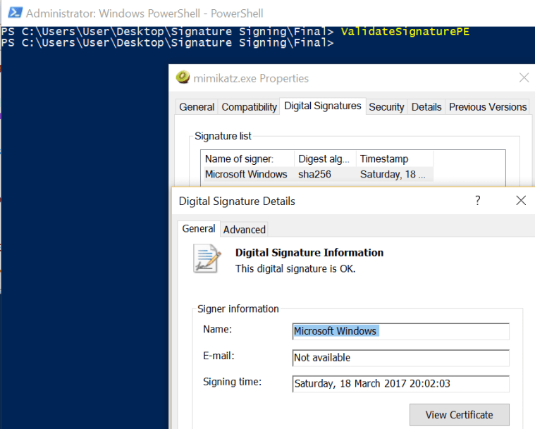 Signed Mimikatz - Valid Signature