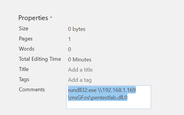 Document Properties Payload