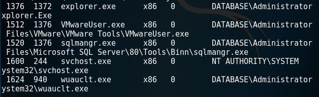 Meterpreter - List of Processes for Migrate