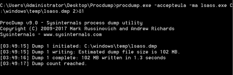 Procdump - lsass process