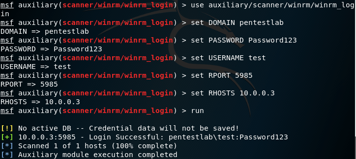 Metasploit - WinRM Discovery of Credentials