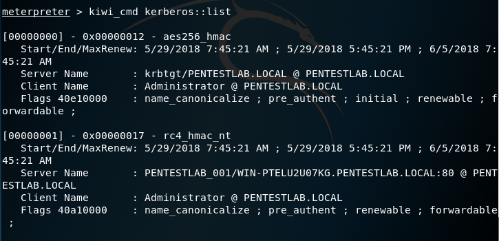 Kiwi - Kerberos Ticket List Command
