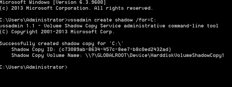vssadmin - Create Volume Shadow Copy