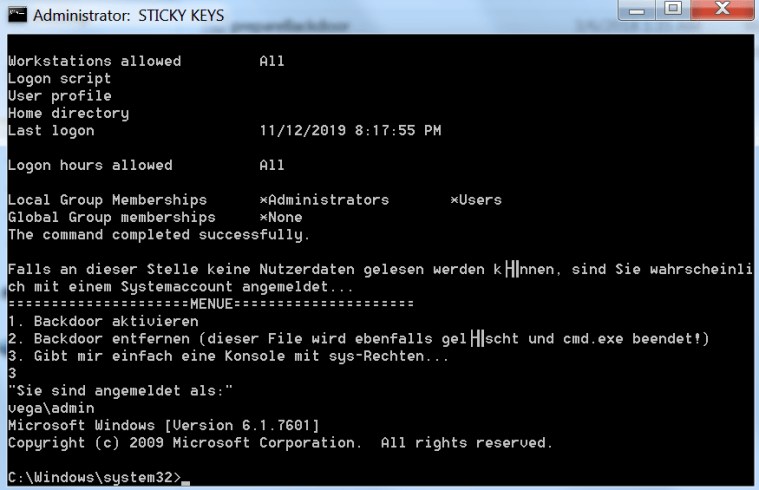 Persistence – Accessibility Features – Penetration Testing Lab
